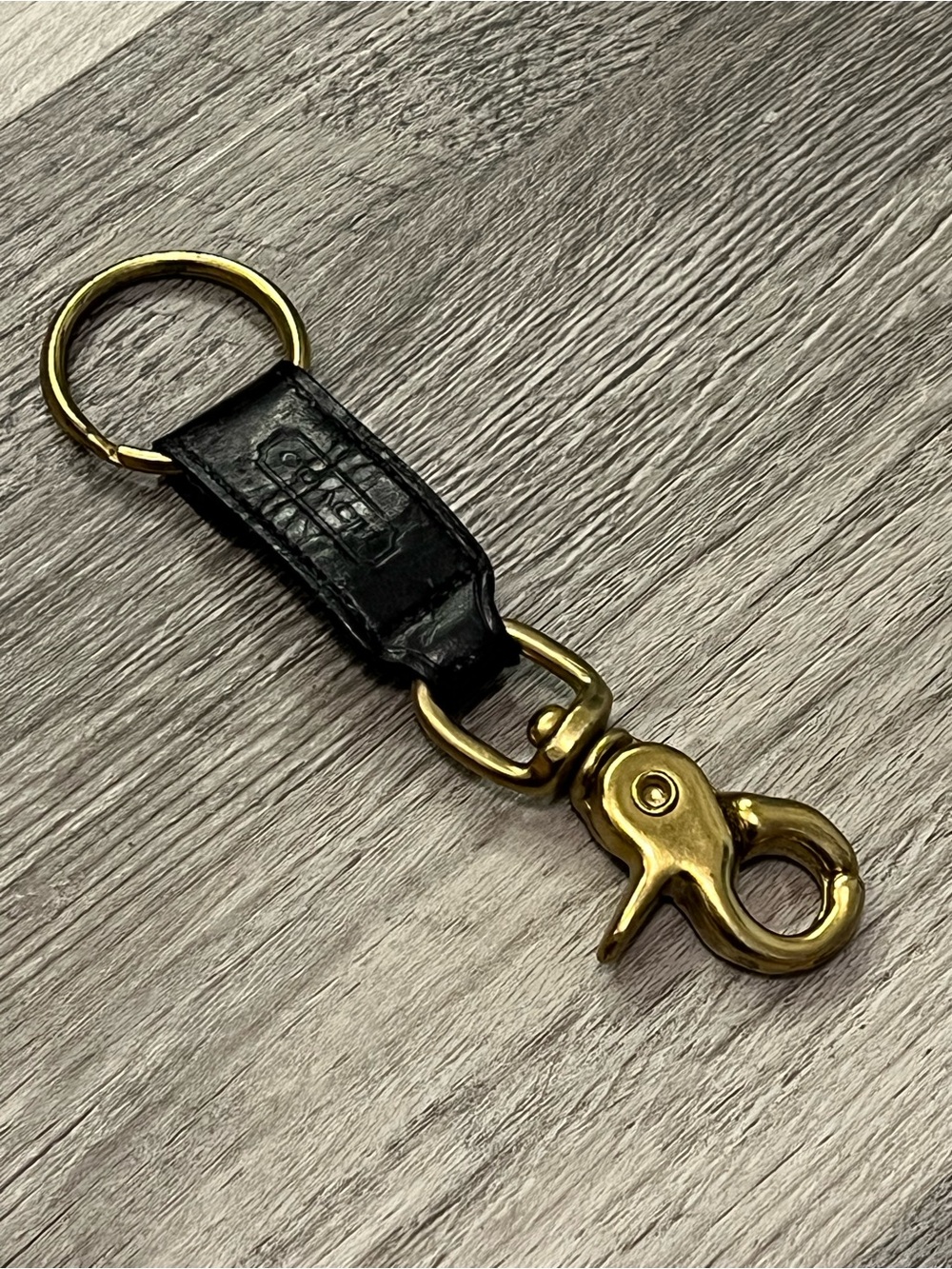 Vintage Coach Mocha Dark Brown Leather Trigger Keychain Valet Key Fob